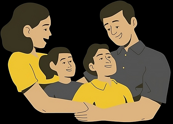 Athena illustration of a family enjoying financial peace of mind